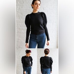Ulla Johnson Black sweatshirt with puff sleeves